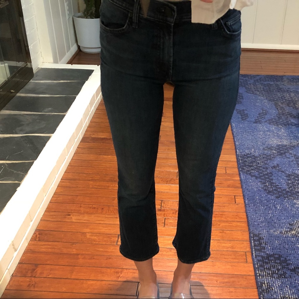 Mother cropped and flared stretch denim jeans